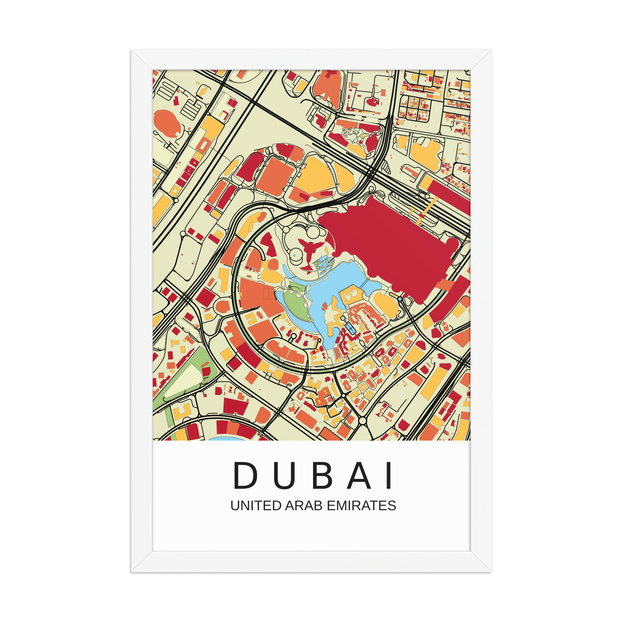Framed Poster - Dubai UAE - Artistic Map - Colourful-Jazzy - Image 7