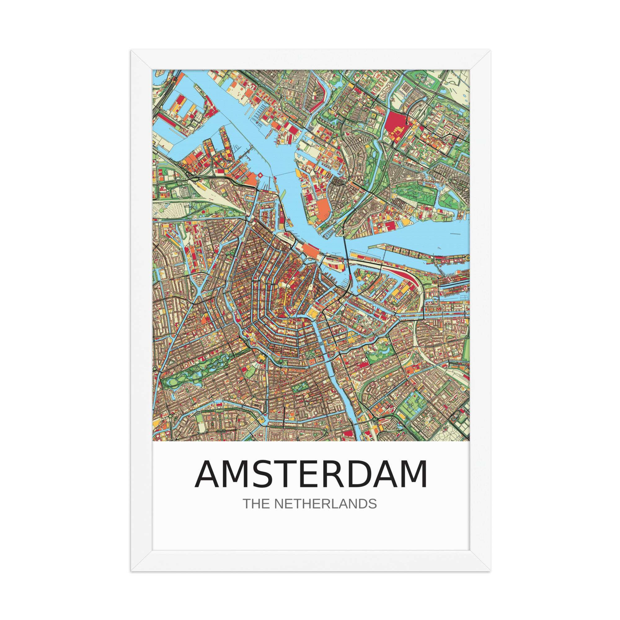 Framed Poster - Amsterdam NL - Artistic Map - Colourful-Jazzy - Image 7