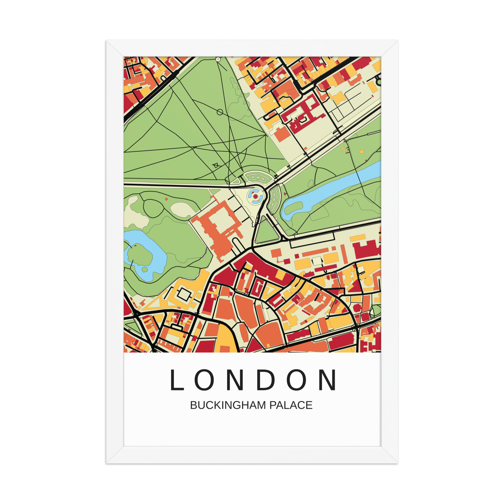 Framed Poster - Buckingham Palace London UK - Artistic Map - Colourful-Jazzy - Image 7