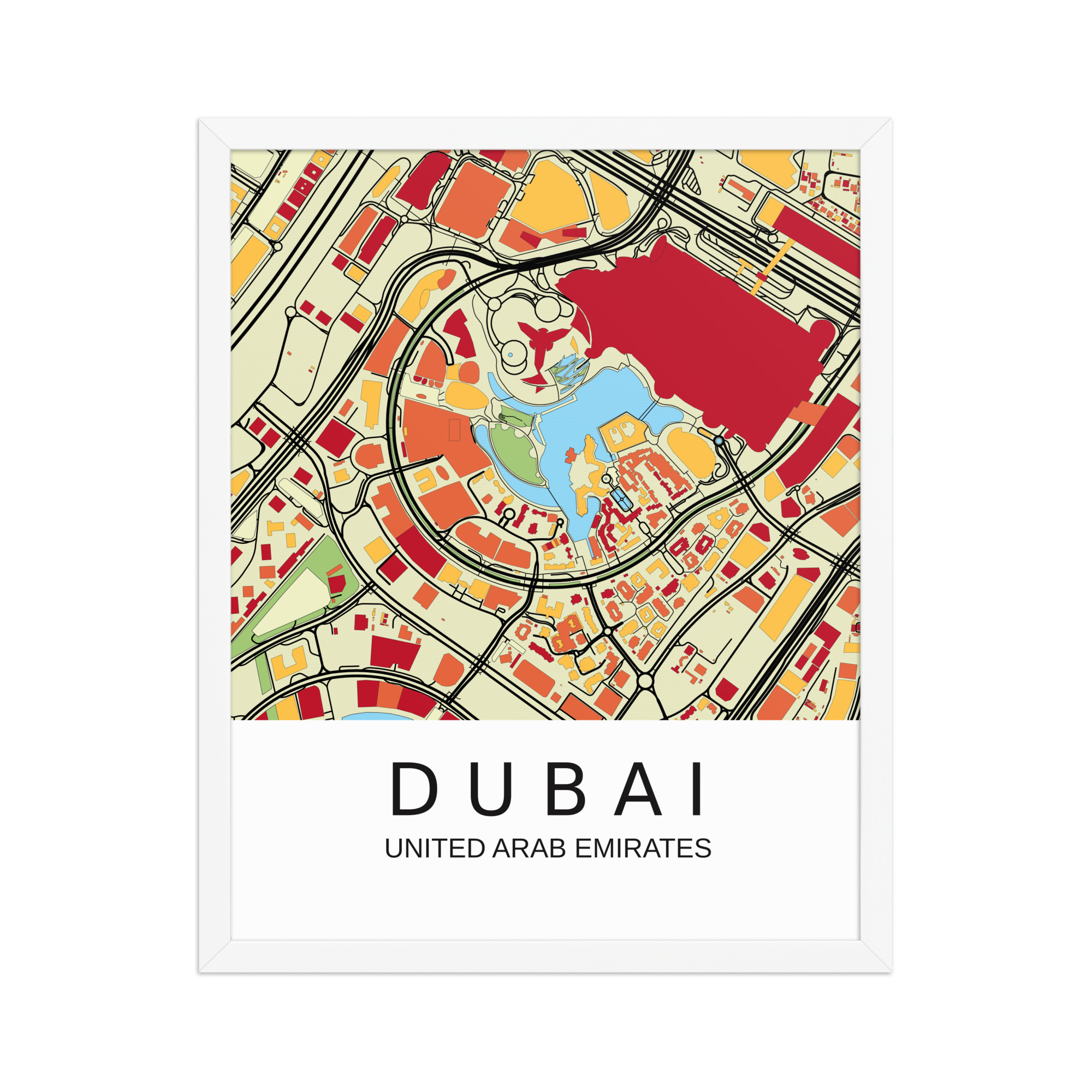 Framed Poster - Dubai UAE - Artistic Map - Colourful-Jazzy - Image 9