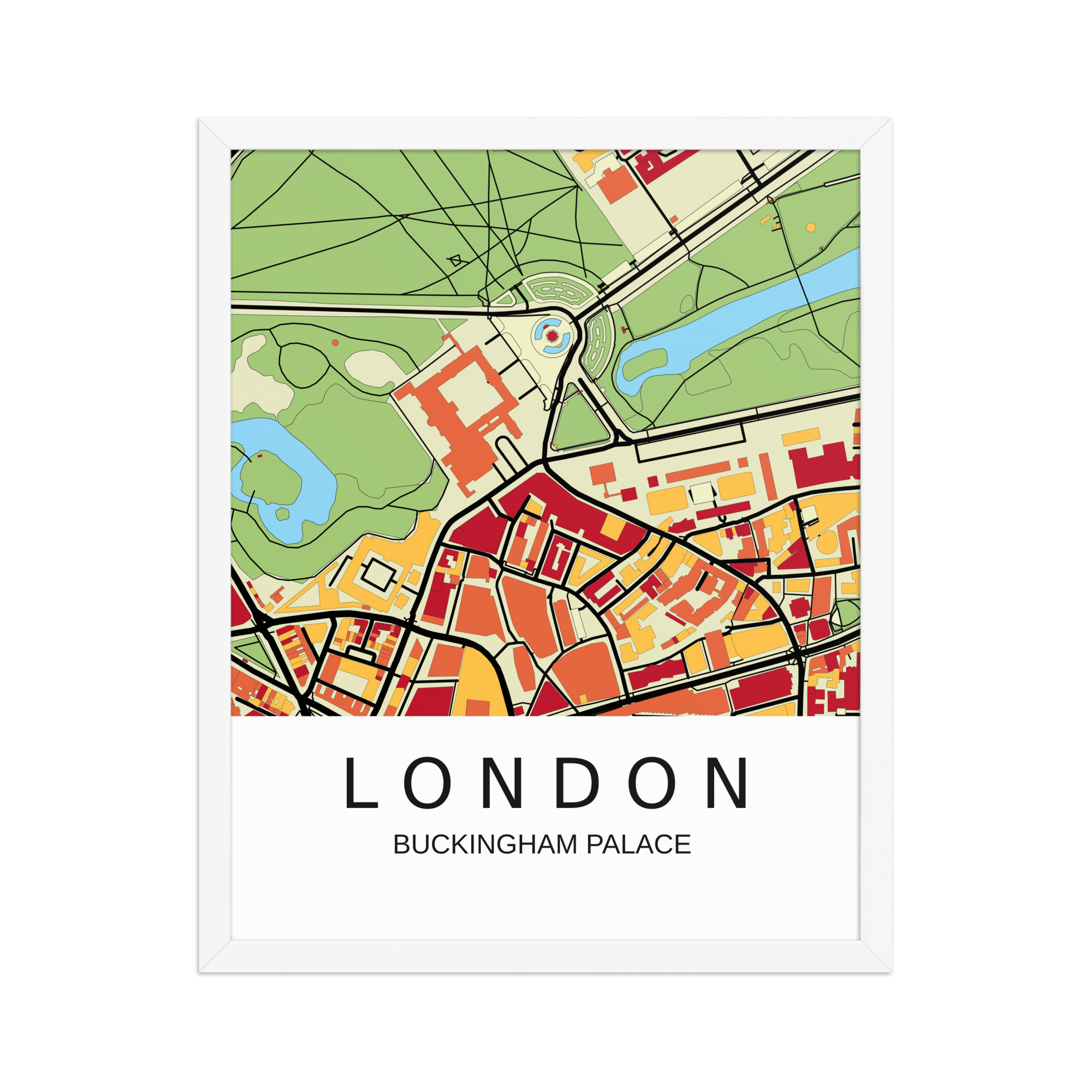 Framed Poster - Buckingham Palace London UK - Artistic Map - Colourful-Jazzy - Image 9