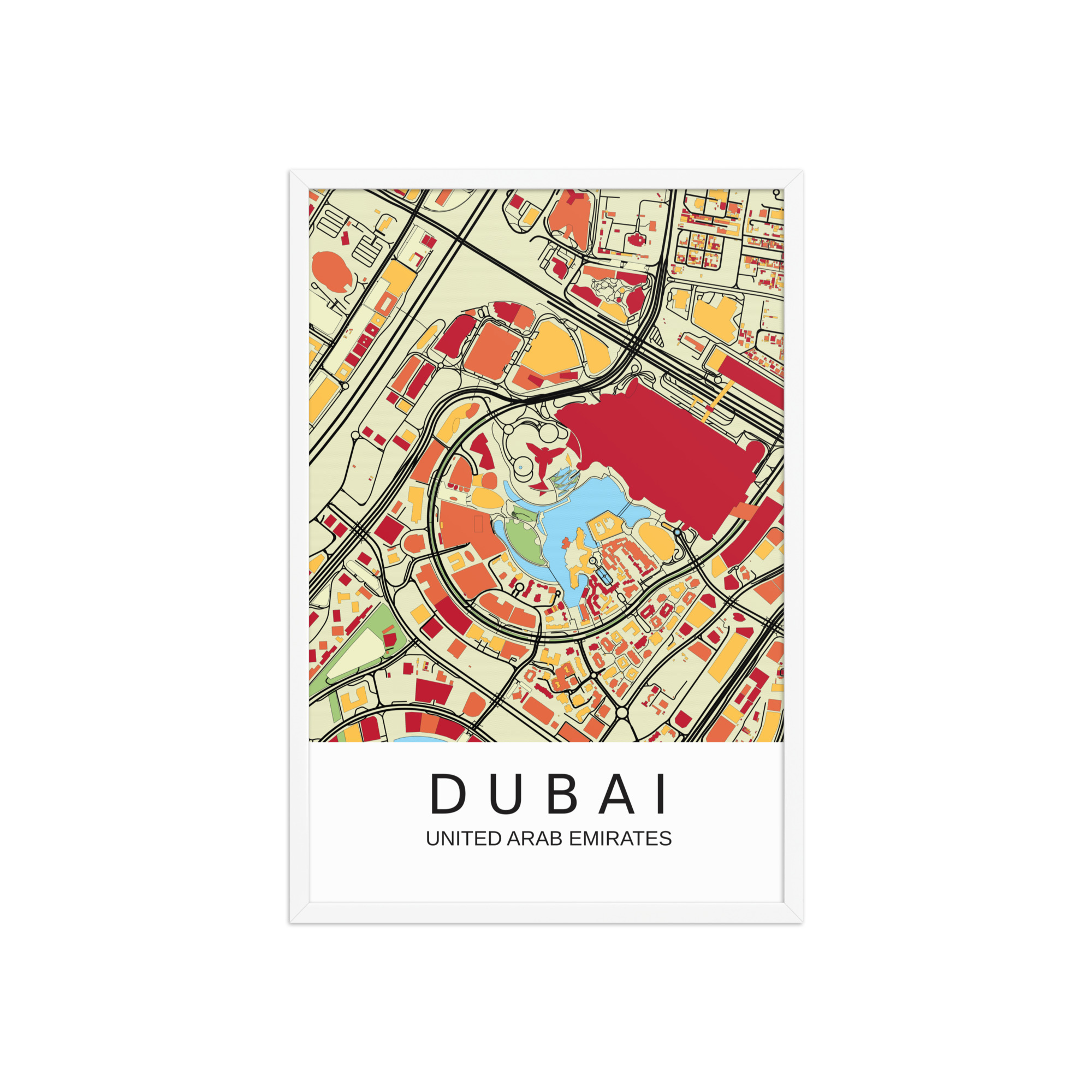 Framed Poster - Dubai UAE - Artistic Map - Colourful-Jazzy - Image 12
