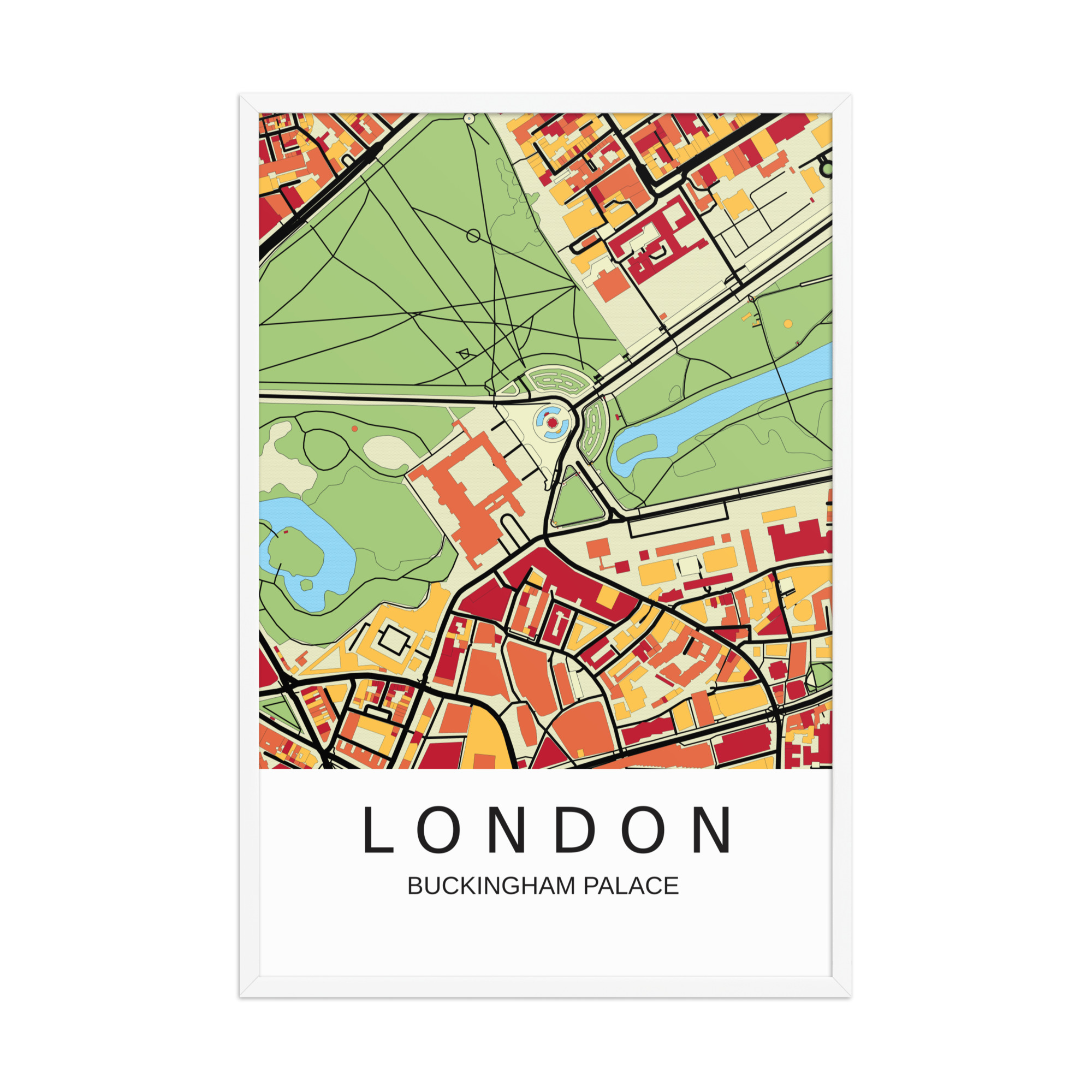 Framed Poster - Buckingham Palace London UK - Artistic Map - Colourful-Jazzy - Image 14
