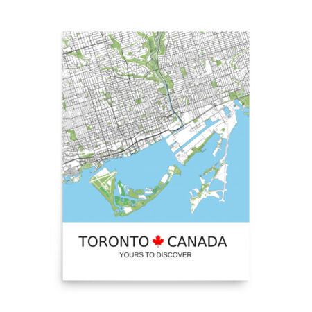 Poster - Toronto Canada - Artistic Map - Green Black White