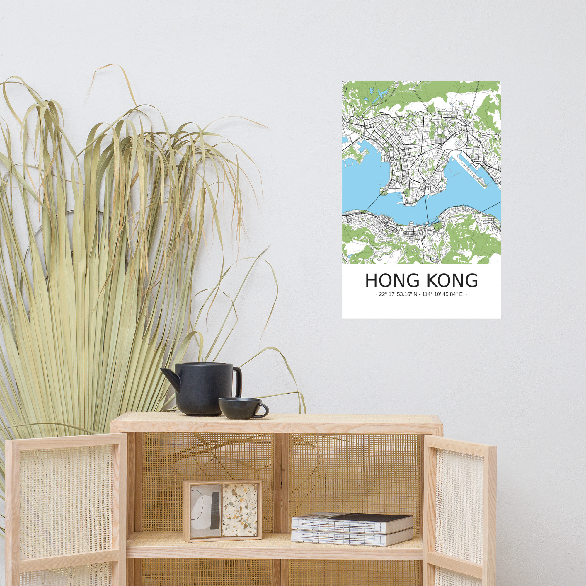 Poster - Hong Kong - Artistic Map - Green Black White - Image 10
