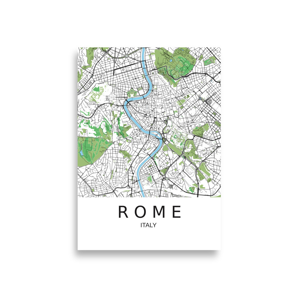 Poster - Rome Italy - Artistic Map - Green Black White - Image 3