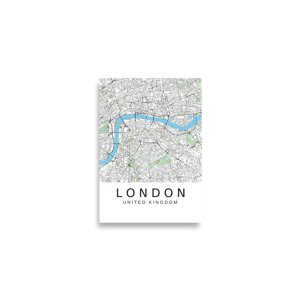 Poster - London UK - Artistic Map - Green Black White - Image 2