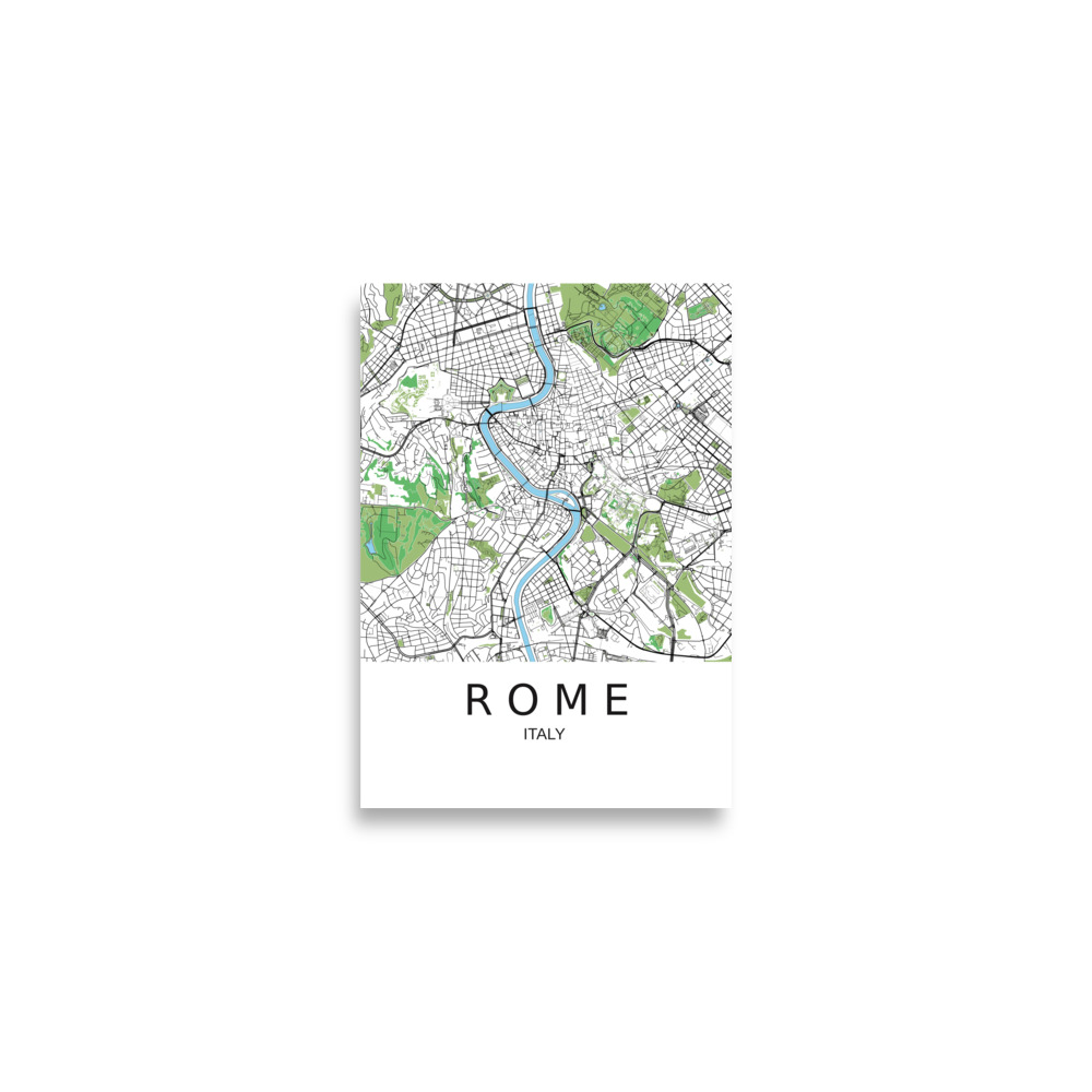 Poster - Rome Italy - Artistic Map - Green Black White - Image 2