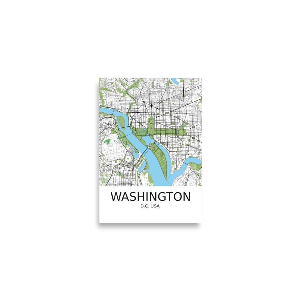 Poster - Washington DC USA - Artistic Map - Green Black White - Image 2