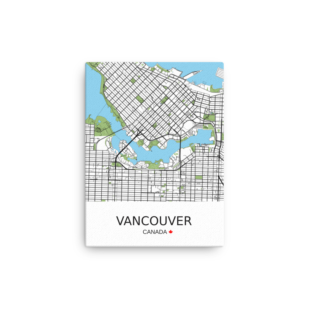 Mockup preview Thin Canvas - Vancouver Canada - Artistic Map - Green Black White - Image 2