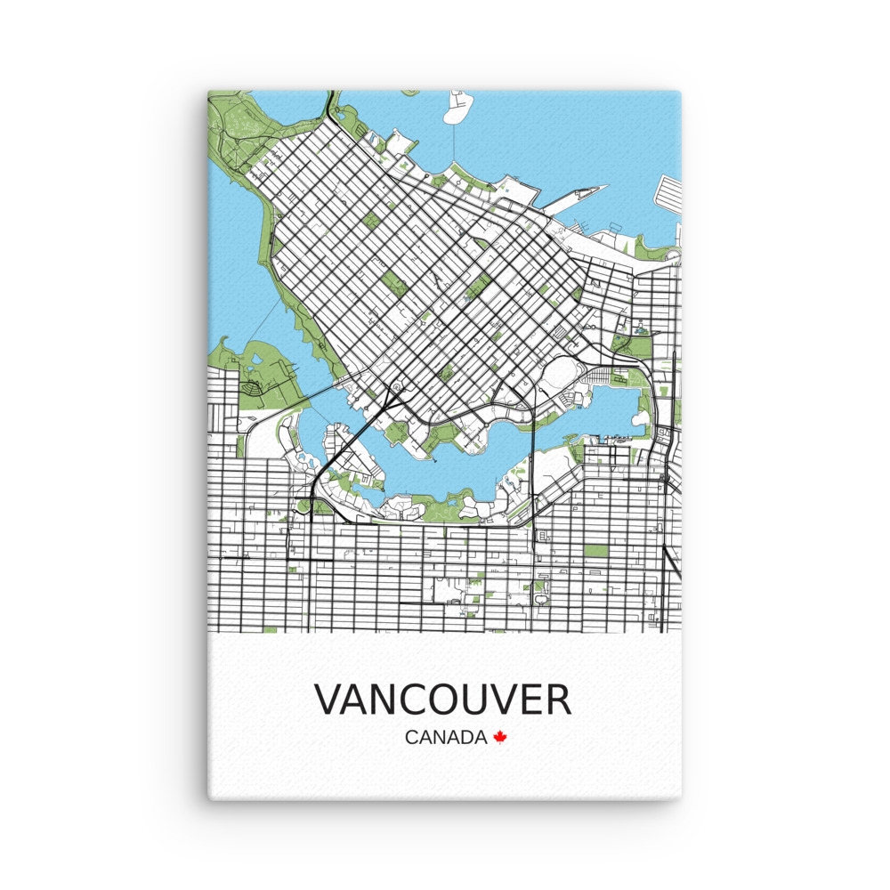 Mockup preview Thin Canvas - Vancouver Canada - Artistic Map - Green Black White - Image 6