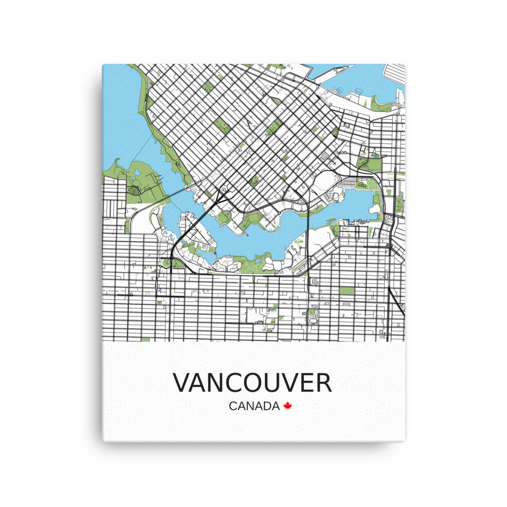 Mockup preview Thin Canvas - Vancouver Canada - Artistic Map - Green Black White - Image 3