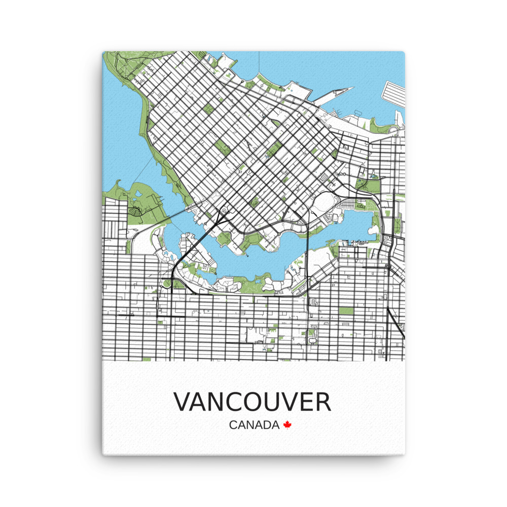 Mockup preview Thin Canvas - Vancouver Canada - Artistic Map - Green Black White - Image 4