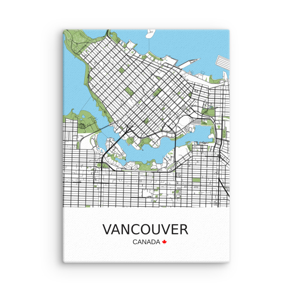 Mockup preview Thin Canvas - Vancouver Canada - Artistic Map - Green Black White - Image 7