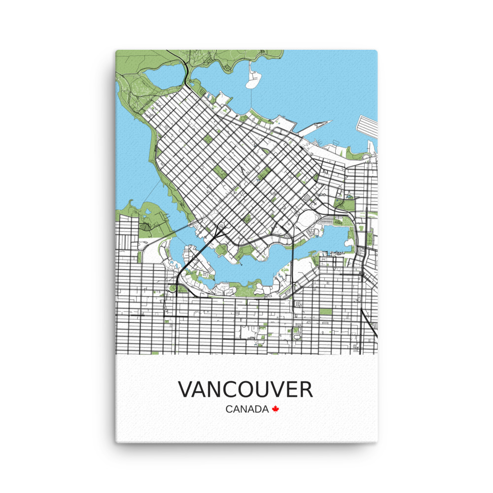 Mockup preview Thin Canvas - Vancouver Canada - Artistic Map - Green Black White - Image 8