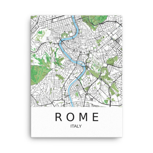 Thin Canvas - Rome Italy - Artistic Map - Green Black White