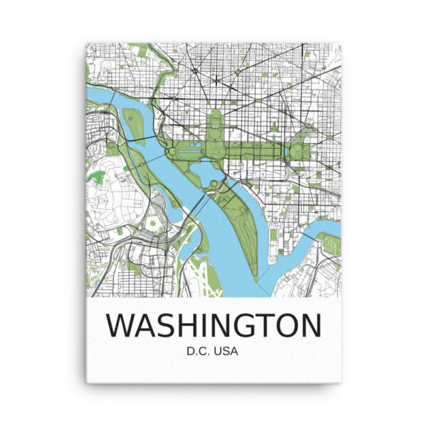 Thin Canvas - Washington DC USA - Artistic Map - Green Black White
