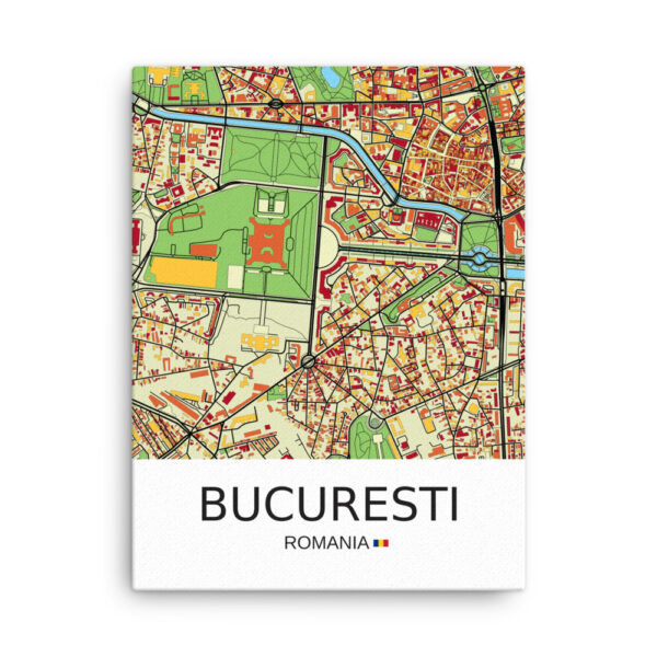 Thin Canvas - Bucharest Romania - Artistic Map - Colourful-Jazzy