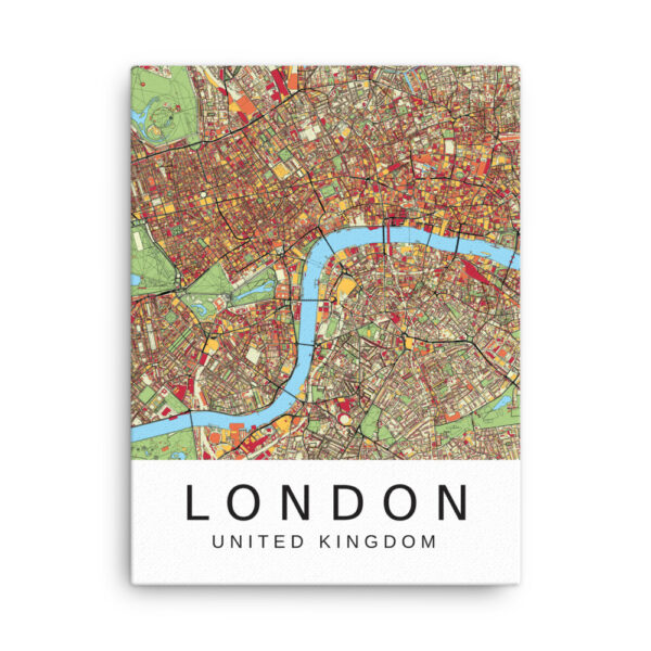 Thin Canvas - London UK - Artistic Map - Colourful-Jazzy