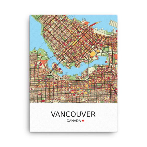 Thin Canvas - Vancouver Canada - Artistic Map - Colourful-Jazzy